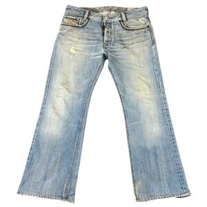 Diesel Koffha Mens Distressed Bootcut Jeans Light Wash Made in Italy W32 L34 Y2K